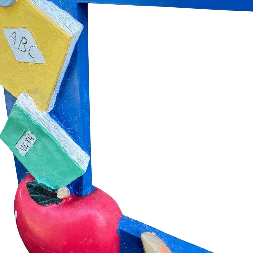 Vintage Schoolcore 3D Resin Picture Frame School Supplies Apple Crayons 5x3.5